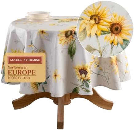 Maison d' Hermine Table Cloth Round Table Reusable 100% Cotton 69" Diameter by MaisondHermine