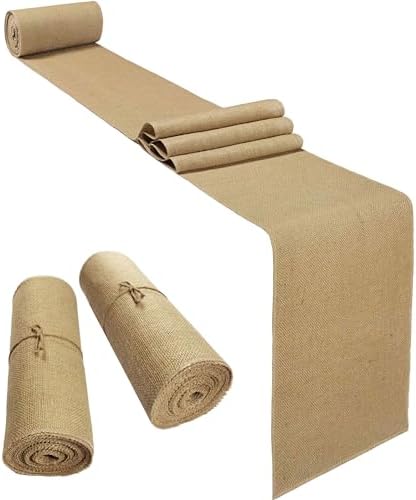 2 Pack 12 inch x 10 Yards Burlap Table Runners, Burlap Roll,Natural Rustic Jute Table Runner Bulk for Western Wedding Table Decorations,Farmhouse Style Party,Kitchen Coffee Table Decor Cover by Wlirantim