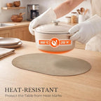MOSAYT Vinyl Faux Leather Oval Placemats, Set of 6, Apricot - Image 4