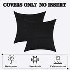 Kevin Textile Outdoor Waterproof 24”x24” Pillow Covers 2 Pack, Black - Image 6