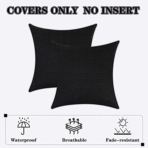 Kevin Textile Outdoor Waterproof 24”x24” Pillow Covers 2 Pack, Black - Image 6