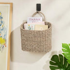 iEGrow Set of 2 Hanging Basket, Wicker Wall Basket Natural Seagrass, Hanging Baskets for Organizing and Decor, Storage Baskets for Door Mounted Entryway Flower Mail Plant Garden - Image 3