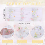 White Floral Table Runner Embroidery Floral 3pcs 10ft Tulle Spring Sashes - Image 6