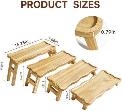 4 Tiered Serving Tray for Party Pine Wood Foldable Tiered Tray Stand - Image 2