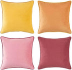 MONDAY MOOSE Decorative Throw Pillow Covers Cushion Cases, Set of 4 Soft Velvet Modern Double-Sided Designs, Mix and Match for Home Decor, Pillow Inserts Not Included (18x18 inch, Yellow/Pink) by MondayMoose