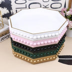 Black Serving Tray for Coffee Table, Octagonal Beaded Plastic Decorative Tray for Ottoman, Kitchen Counter, Living Room, Outdoor Lacquer Tray for Entertaining - Image 4