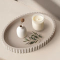 Oval Tray for Coffee Table Decor, 15" Concrete Coffee Table Tray,Cream Gray by Cathyeen