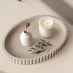 Oval Tray for Coffee Table Decor, 15" Concrete Coffee Table Tray,Cream Gray by Cathyeen