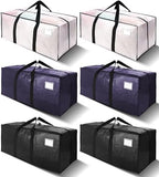 6 Pack Heavy Duty Extra Large Moving Bags W/Backpack Straps - Strong Handles & Zippers, Storage Totes For Space Saving, Fold Flat, Alternative to Box and Bin (40 gal, Semi-Transparent+Blue+Black) by VELVETSURE