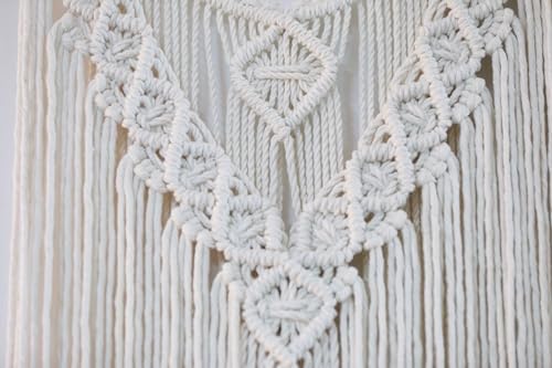 FZHLR Macrame Wall Hanging large 44"X38" Boho Home Wall Decor Geometric Woven Tapestry Cotton Above Headboard Wedding Balcony Bedroom Living Room Apartment,Beige A - Image 6