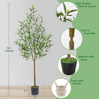 Warmplants Artificial Olive Tree 5ft Fake Plant with Woven Basket - Image 4