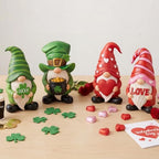 Simgoing 4 Pcs Holiday Gnomes Figurines 2 Valentines 2 St Patrick's Day Gnomes, Resin Love Heart Figurines Lucky Tabletop Decor Holiday Statues Centerpieces for Spring Home Table Tiered Tray Fireplace by Simgoing