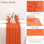 8 Pack Orange Cheesecloth Table Runner 120 Inch Boho Wedding Decor - Image 3