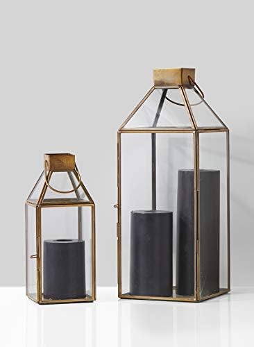 Serene Spaces Living Large Gold Amalfi Lantern with Glass Panels – Metal Candle Holder for Indoor & Outdoor Decor – Elegant Square Lantern for Weddings, Events & Home Styling, 6" Square & 16" Tall - Image 5