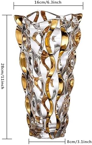 Hand Painted Gold Vase 11" Tall,Flower Vase Decor for Home Dining Table Living Room,Office Wedding Holiday Party,Handmade Decorative Flower Vase. - Image 2