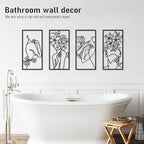 Black Metal Abstract Wall Art, Minimalist Woman Flower Bathroom Wall Decor - Image 4