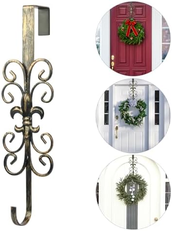 Golden Wreath Hangers for Front Door, Vintage Metal Wreath Hanger, 15.5" Elegant Door Hanger, Door Wreath Hanger for Easter Christmas Halloween Fall Decoration, Welcome Sign Wreath Hangers for Door by ShangTianFeng
