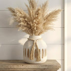 Handmade Wooden Vase with Decorative Beads and Tassels - Image 3
