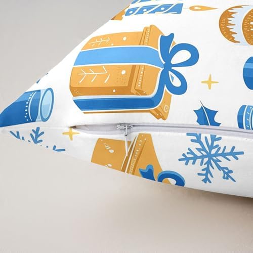 Erosebridal Happy Hanukkah Decorative Pillow Covers, Hexagram Passover Theme Throw Pillow Covers 24X24 Set of 2, Merry Christmas Cushion Cases for Couch Bed Sofa Home Decor - Image 4