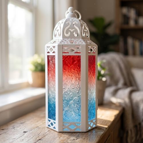 Vela Lanterns Decorative Indoor Candle Holder, Red/White/Blue, M, 3-Pack - Image 2