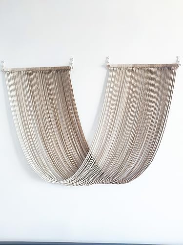 QULBUJ Dip Dye Large Macrame Wall Hanging Tie-Dye Yarn Tapestry Home Boho Wall Decor Ombre Art Headboard Bedroom Living Room 52" Wx34 L,Brown - Image 2