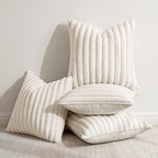 MIULEE Faux Fur Plush Decorative Throw Pillow Covers 20x20, Cream White - Image 4