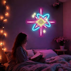 Pink Starburst Neon Sign for Bedroom Living Room, Mid Century Modern Decor - Image 3