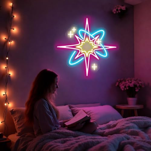 Pink Starburst Neon Sign for Bedroom Living Room, Mid Century Modern Decor - Image 3