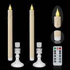 Flameless Taper Candles with Illuminated Glass Candle Holder, Remote Timer 2AA Battery Operated 500+ Hours for Thanksgiving/Xmas Decor, Wedding Centerpiece, Ivory, 2 Pack - Image 3