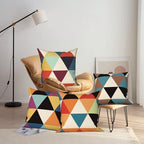 4 Pcs/Set Geometry Throw Pillow Covers Spring Colorful Boho Patchwork Color Linen Cushion Cases Outdoor Lumbar Pillows Case for Patio Furniture Couch Living Room Decorative, 24"x24" - Image 6