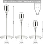 Silver Candlestick Holders,Metal Taper Candle Holders,Bulk Set of 27 - Image 2