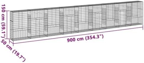 vidaXL Gabion Basket with Cover 354.3"x19.7"x59.1" Galvanized Iron - Image 3