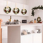 6 Pack Small Christmas Velvet Cabinets Wreaths with Ribbon Bell - Image 4