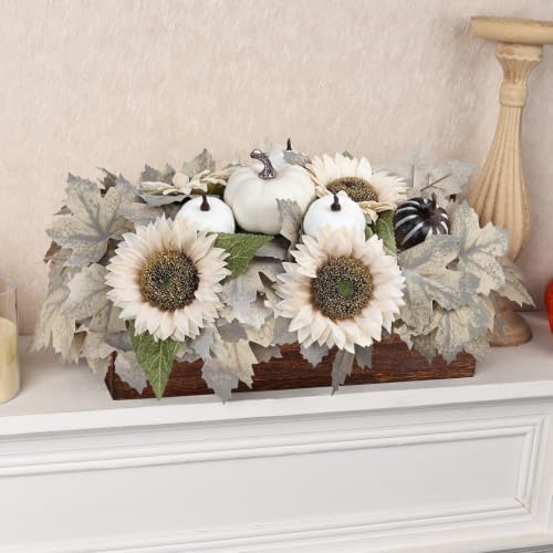 Pre-Made Fall Centerpieces for Dining Table, 14'', Fall White - Image 4