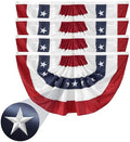 4 Pack American Pleated Fan Flag 2x4 Ft Patriotic Bunting – Embroidered Stars & Sewn Stripes USA Flag for 4th of July Outdoor Porch Fence Garden with Canvas Header & Brass Grommets by LinaGarten