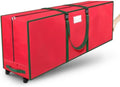 BlessedSeason Christmas Tree Storage Bag, Rolling Storage Bag with 1.6-Inch Wheels for Easy Transport, Up to 9 ft For Disassembled Holiday Tree, Zippered Bag, Length-Adjustable Handles, Red by Unknown