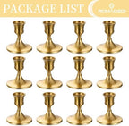 Romadedi Gold Candlestick Candle Holders for Taper, 12 PCS Gold Brass Color Candle Stick Candle Holder for Table Centerpiece, Wedding Reception, Festive Christmas Mantel Decoration or Home Decor - Image 7