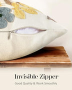 Embroidered Throw Pillow Covers 18x18 Inch - Set of 2 Summer Decorative Pillow Covers with Zipper Aesthetic Cute Design Throw Pillowcases for Couch Sofa Bed, Butterfly Moon - Image 3