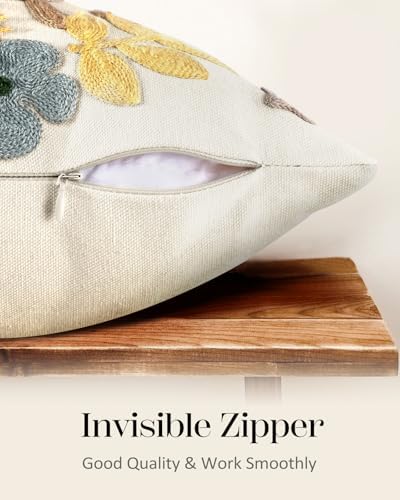 Embroidered Throw Pillow Covers 18x18 Inch - Set of 2 Summer Decorative Pillow Covers with Zipper Aesthetic Cute Design Throw Pillowcases for Couch Sofa Bed, Butterfly Moon - Image 3