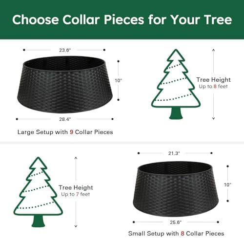 HarcoHome Christmas Tree Collar, 28.4" D Round Base Cover, Plastic Rattan Collar, Tree Ring for Artificial Trees, Tree Skirt for Artificial Xmas Tree Decorations (Extra Large, Black) - Image 2