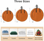 30 Inch Round Storage Bag 2 Pack,Solid Art Minimalist Pure Orange Waterproof Wreath Storage Container with Handles&Zipper Plain Single Bright Color Closet Organizer Bags Garland Box - Image 7