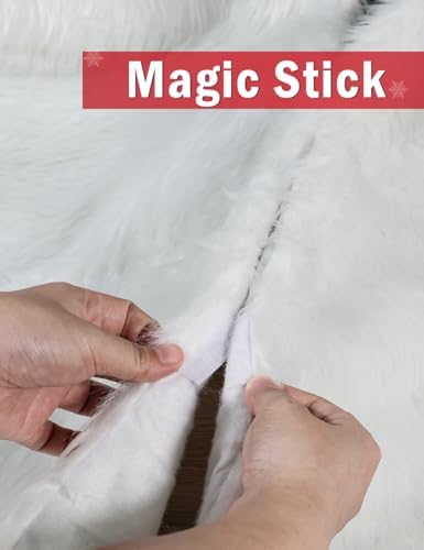 Multiwins 60 Inch Faux Fur Christmas Tree Skirt, Fluffy Plush Skirt for Christmas Tree, White Christmas Tree Rug Skirt Perfect for Christmas Party Decorations - Image 6