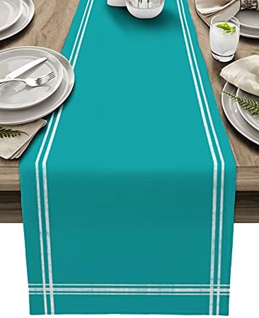 Smile Sunflower Teal Table Runner, Burlap Table Runners 120 inches Long,Farmhouse Style Solid Color Table Runner for Wedding Holiday Party Dinner,Dresser Scarf Decor by Smile+Sunflower
