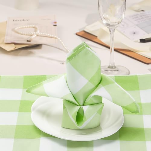 Buffalo Plaid Table Napkins Set of 100 Checkered Cloth Napkins 17x17 inch Washable Dinner Gingham Pattern Napkins Soft Napkins for Wedding Party Dining Banquet(Emerald and White) - Image 7