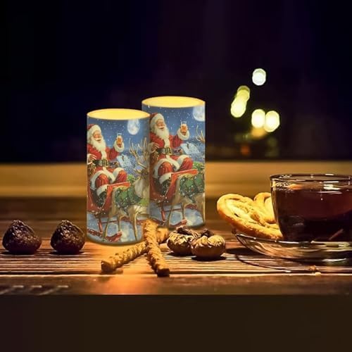 Flameless Candles with Remote Santa Claus Sled Electric Candles Flickering Battery Operated LED Candles Color Changing with Remote Timer for Christmas Party Room Table Decor Set of 2 - Image 7