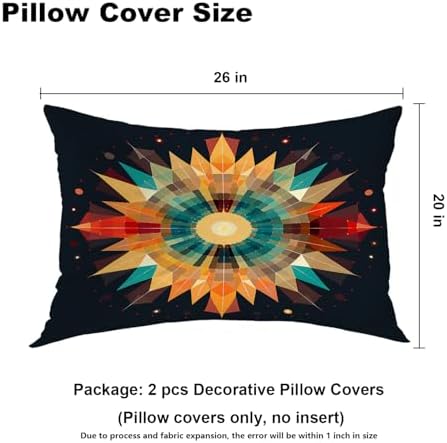 Batmerry Geometric Radiant Pillowcases, Vibrant Symmetrical Geometric Decorative Bed Pillow Cover with Hidden Zipper Soft Blended for Hair and Skin 20X26 in - Image 4