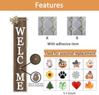 Interchangeable Welcome Sign 12 Pcs Replaceable Icons 45"X9" White Wood - Image 6
