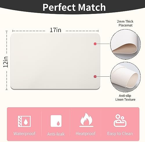 Maxpearl Faux Leather Placemats Set of 8, Easy to Clean, Ivory White - Image 6