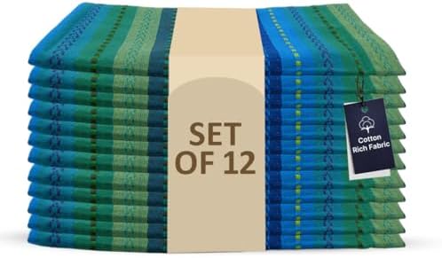 LFH Home Cotton Rich Cloth Salsa Napkin Set of 12 Washable Soft Durable Striped Table Napkins for Dining Wedding Daily Use Reusable Eco-Friendly Fabric Napkins for Elegant Settings(18x18)-Violet Multi by LFHHomePrivateLimited