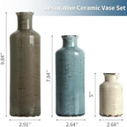 CUCUMI Ceramic Vases Set of 3, Rustic Vintage Vases Coastal Home Decor - Image 2